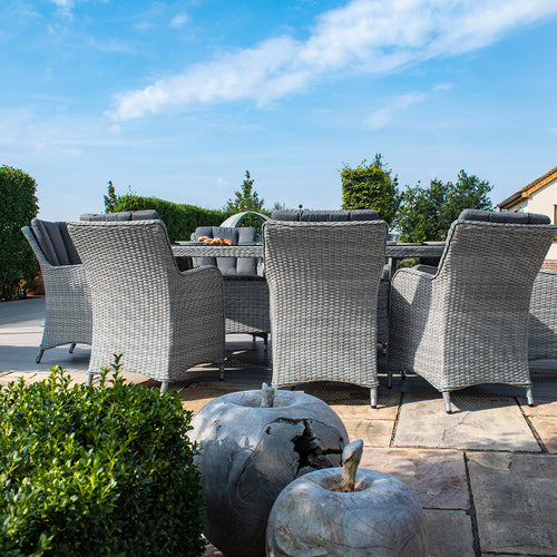 8 Seat Oval Rattan Dining Set with Lazy Susan & Weatherproof Cushions