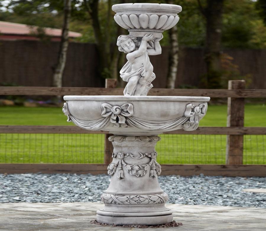 Borderstone Two Tier Cherub Fountain Water Feature