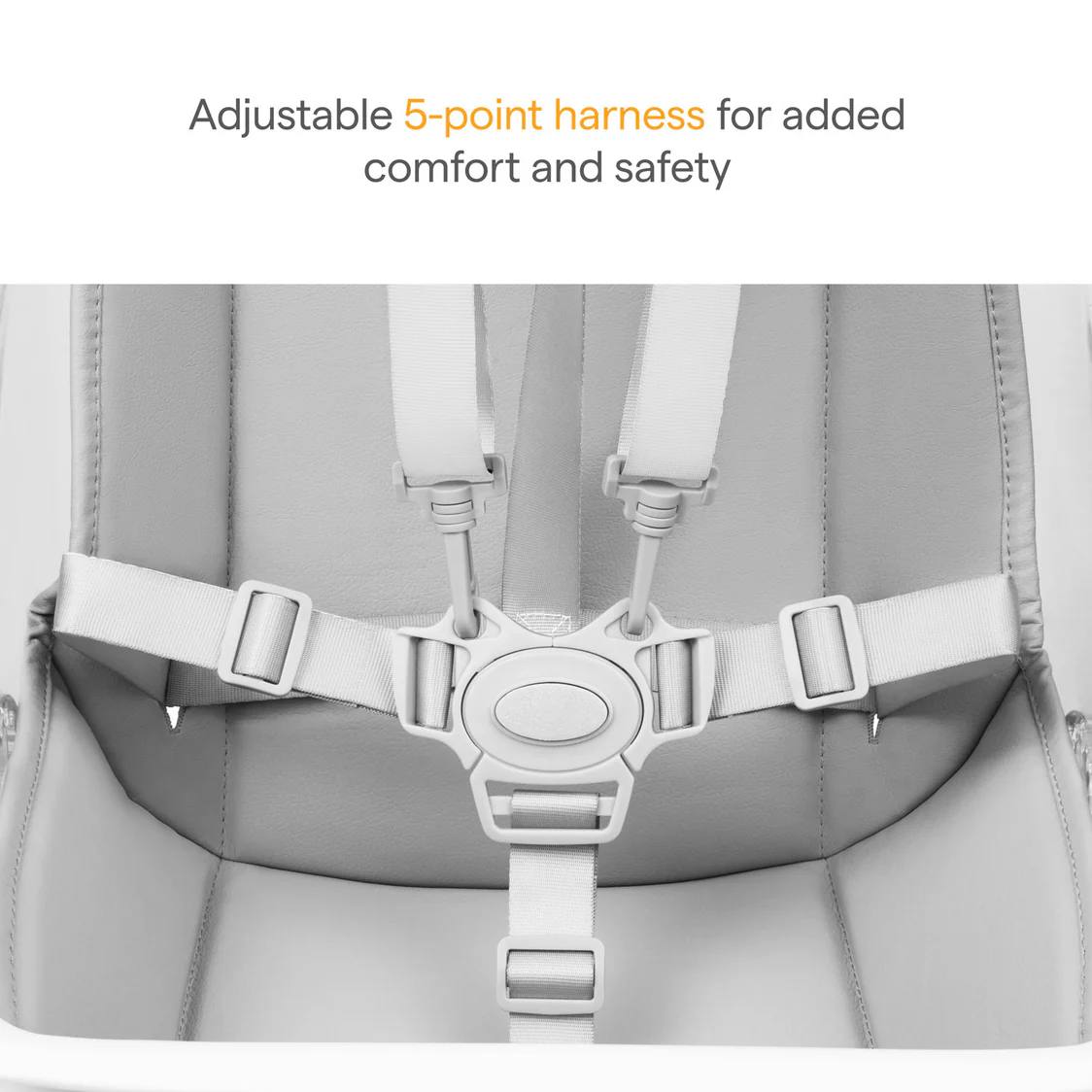 Modern, chic high chair with a 360° swivel