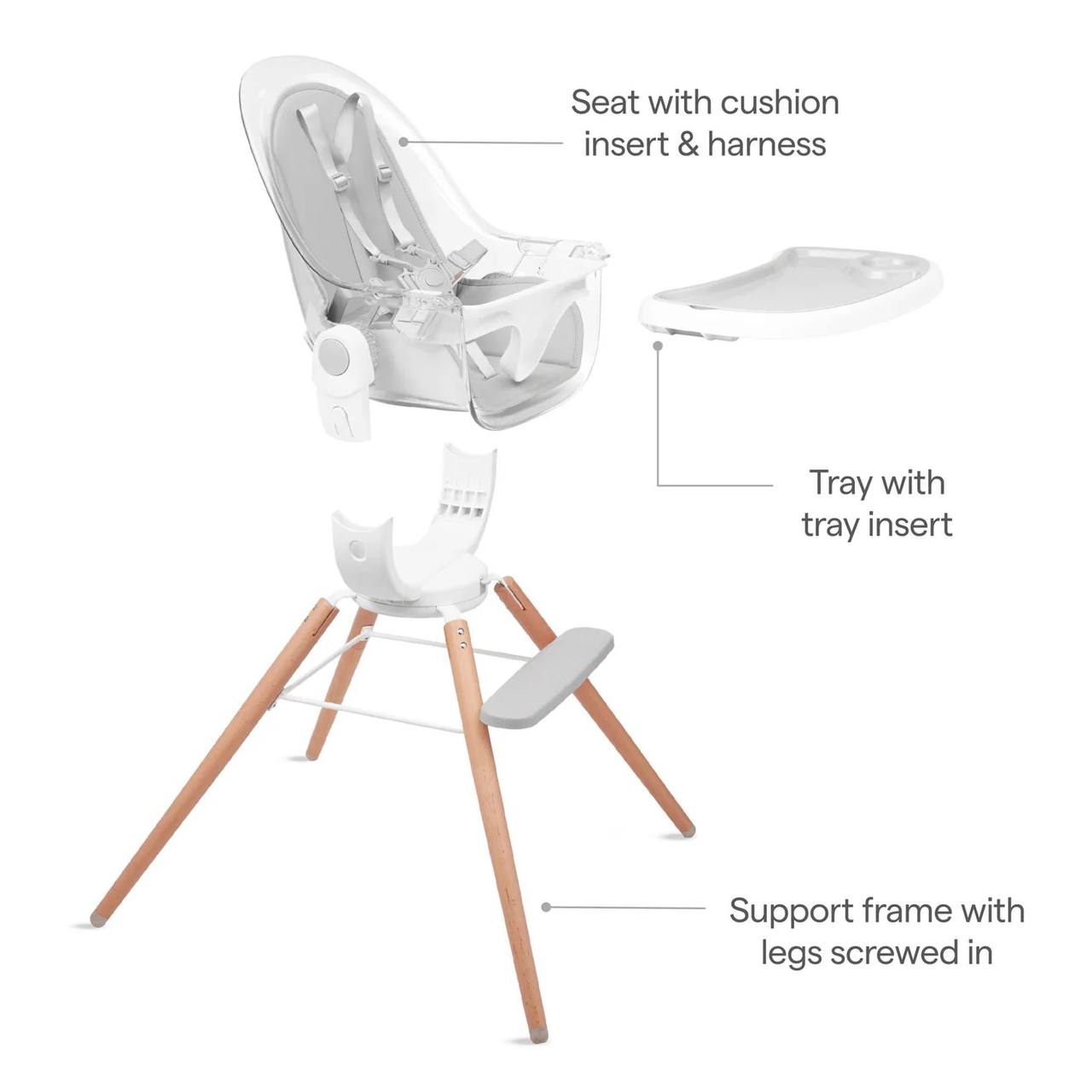 Modern, chic high chair with a 360° swivel